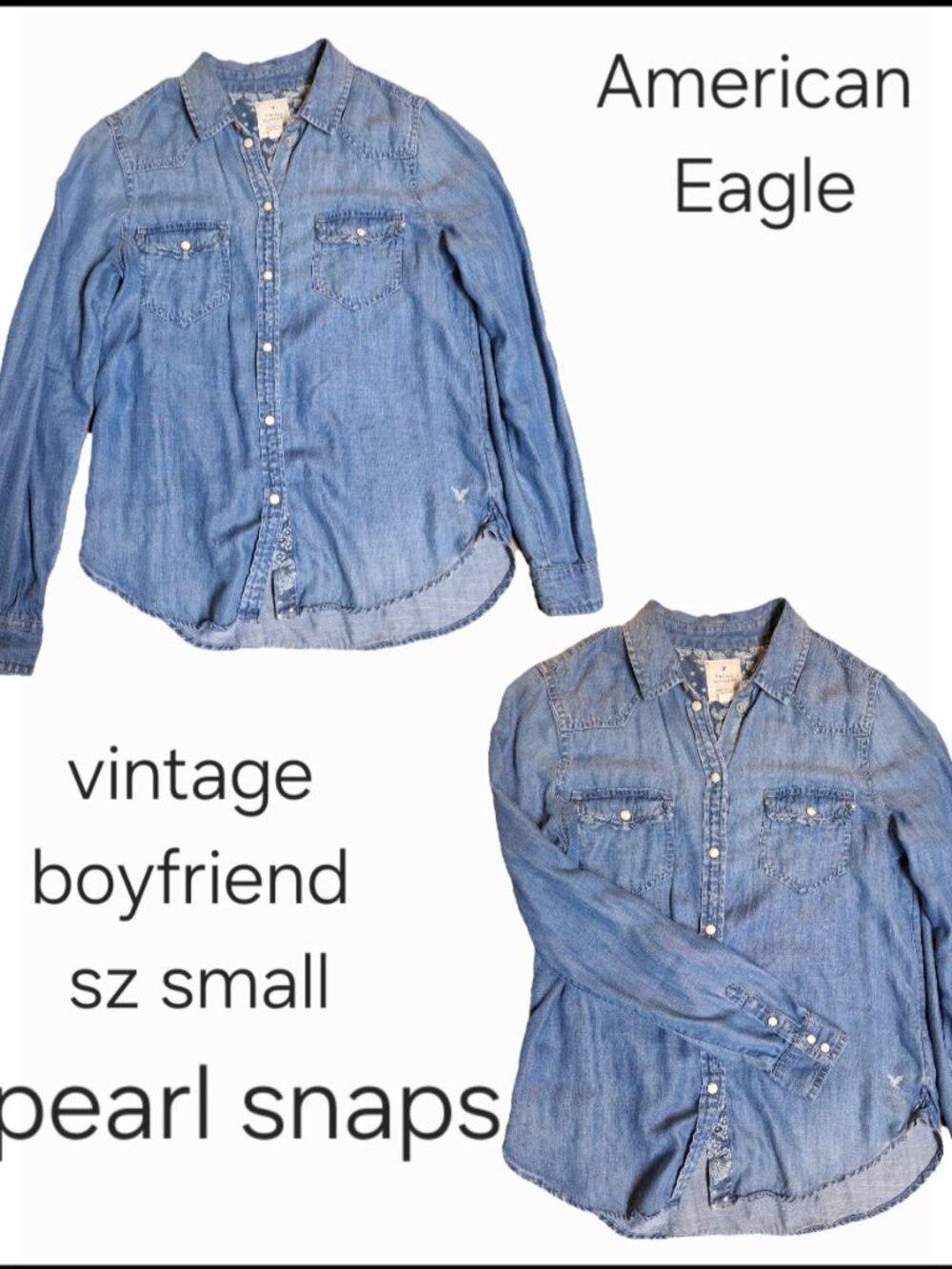 Vintage Boyfriend Denim Pearl Snap Sz Small